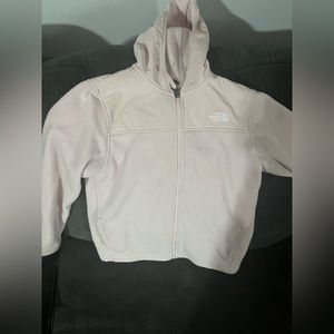 Size Large, Girls light pink north face fleece jacket